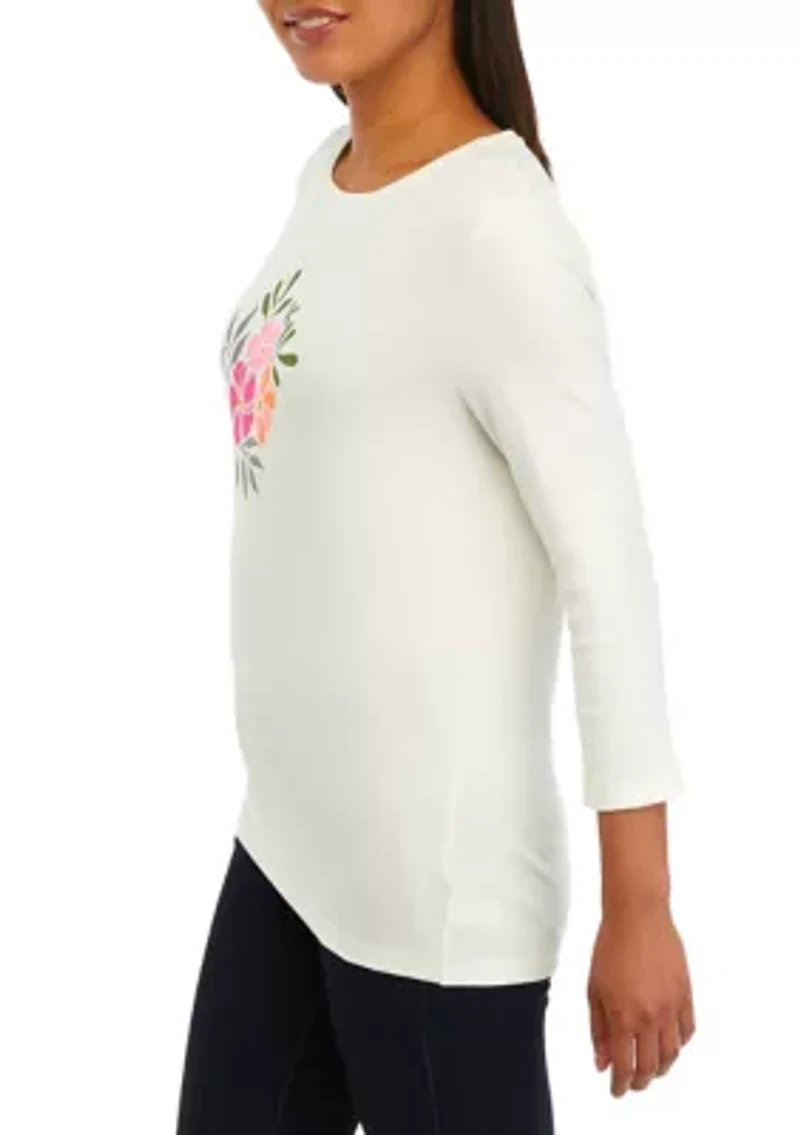 Women's 3/4 Sleeve Thankful Graphic T-Shirt