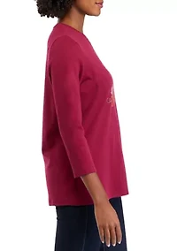 Women's 3/4 Sleeve Thankful Graphic T-Shirt