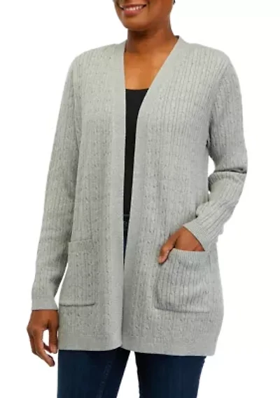 Women's Long Sleeve Cable Cardigan