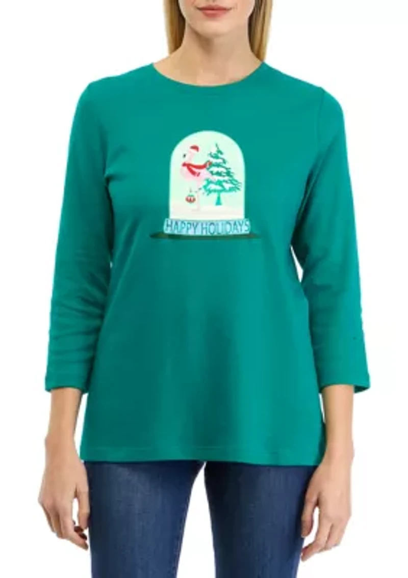 Women's 3/4 Sleeve Holiday Graphic T-Shirt