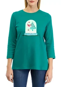 Women's 3/4 Sleeve Holiday Graphic T-Shirt