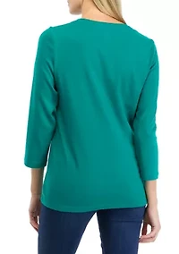 Women's 3/4 Sleeve Holiday Graphic T-Shirt