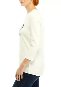 Women's 3/4 Sleeve Holiday Graphic T-Shirt