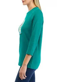 Women's 3/4 Sleeve Holiday Graphic T-Shirt