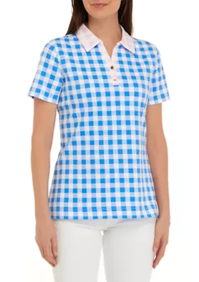 Women's Short Sleeve Polo Mixed Print Shirt