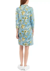 Women's 3/4 Sleeve Johnny Collar Printed Dress