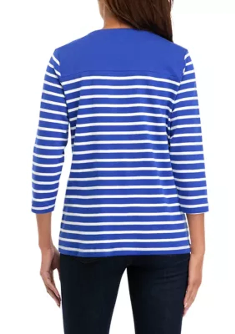 Women's 3/4 Sleeve Striped Top