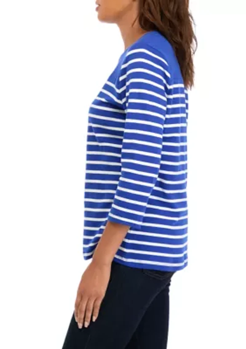 Women's 3/4 Sleeve Striped Top
