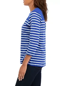Women's 3/4 Sleeve Striped Top