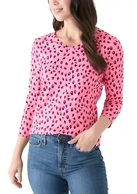 Women's 3/4 Sleeve V-Neck Printed Top