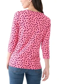 Women's 3/4 Sleeve V-Neck Printed Top