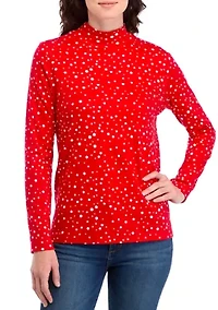 Women's Printed Mock Neck Top