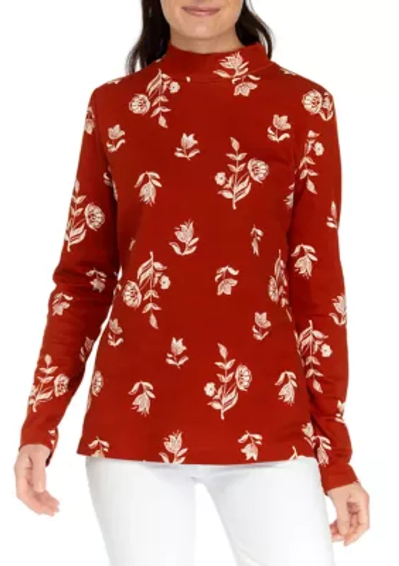 Women's Printed Mock Neck Top