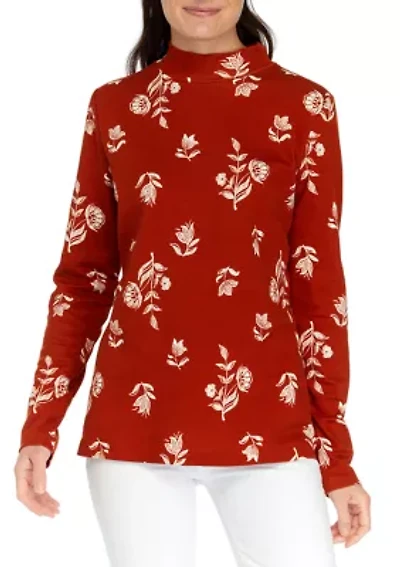 Women's Printed Mock Neck Top