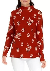Women's Printed Mock Neck Top