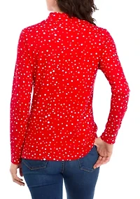 Women's Printed Mock Neck Top