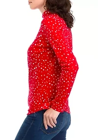 Women's Printed Mock Neck Top