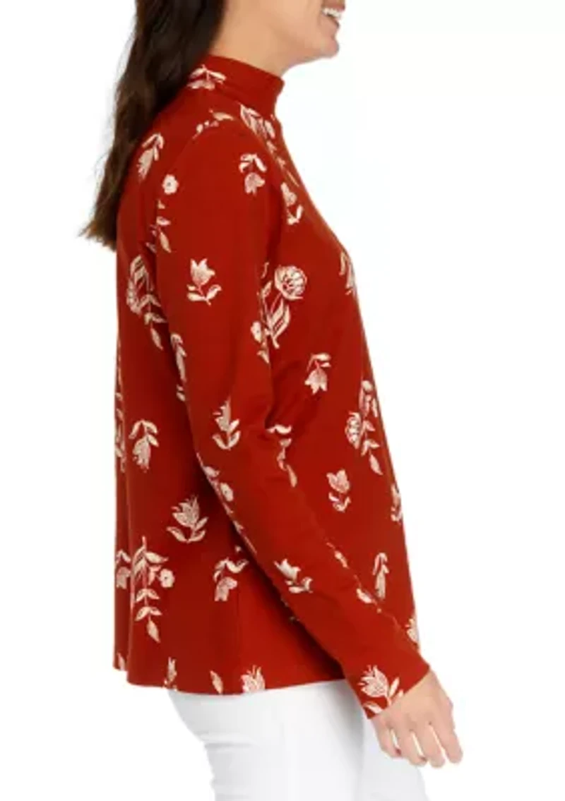 Women's Printed Mock Neck Top