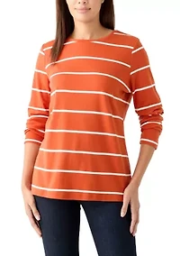 Women's Long Sleeve Striped Crew Neck T-Shirt