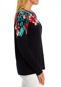 Women's Long Sleeve Placement Print T-Shirt