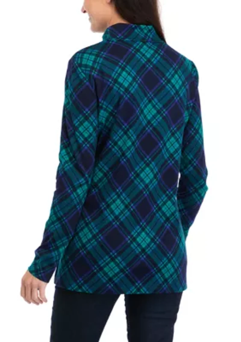 Women's Mock Neck Henley Shirt