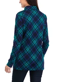 Women's Mock Neck Henley Shirt