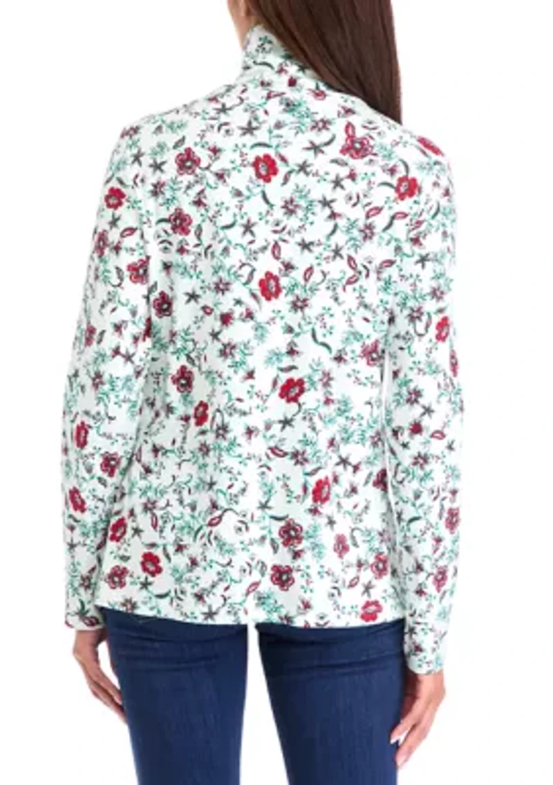 Women's Long Sleeve Printed Turtleneck Top