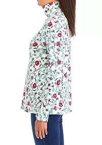 Women's Long Sleeve Printed Turtleneck Top