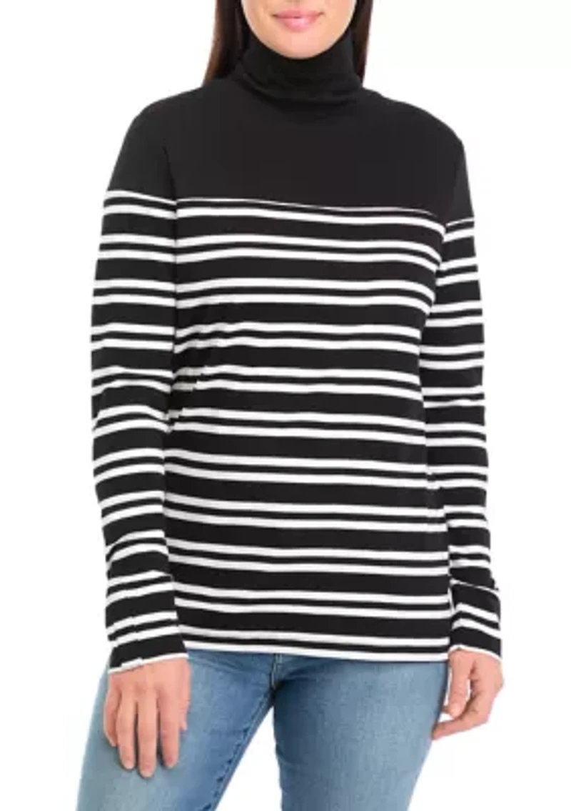 Women's Striped Turtleneck Top