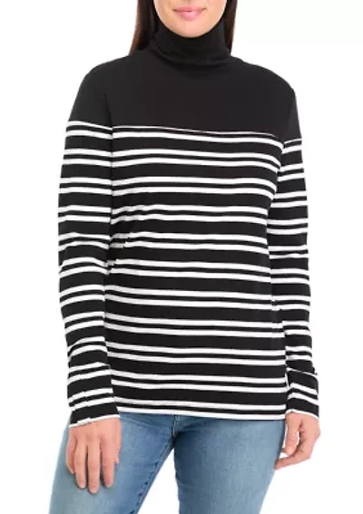 Women's Striped Turtleneck Top