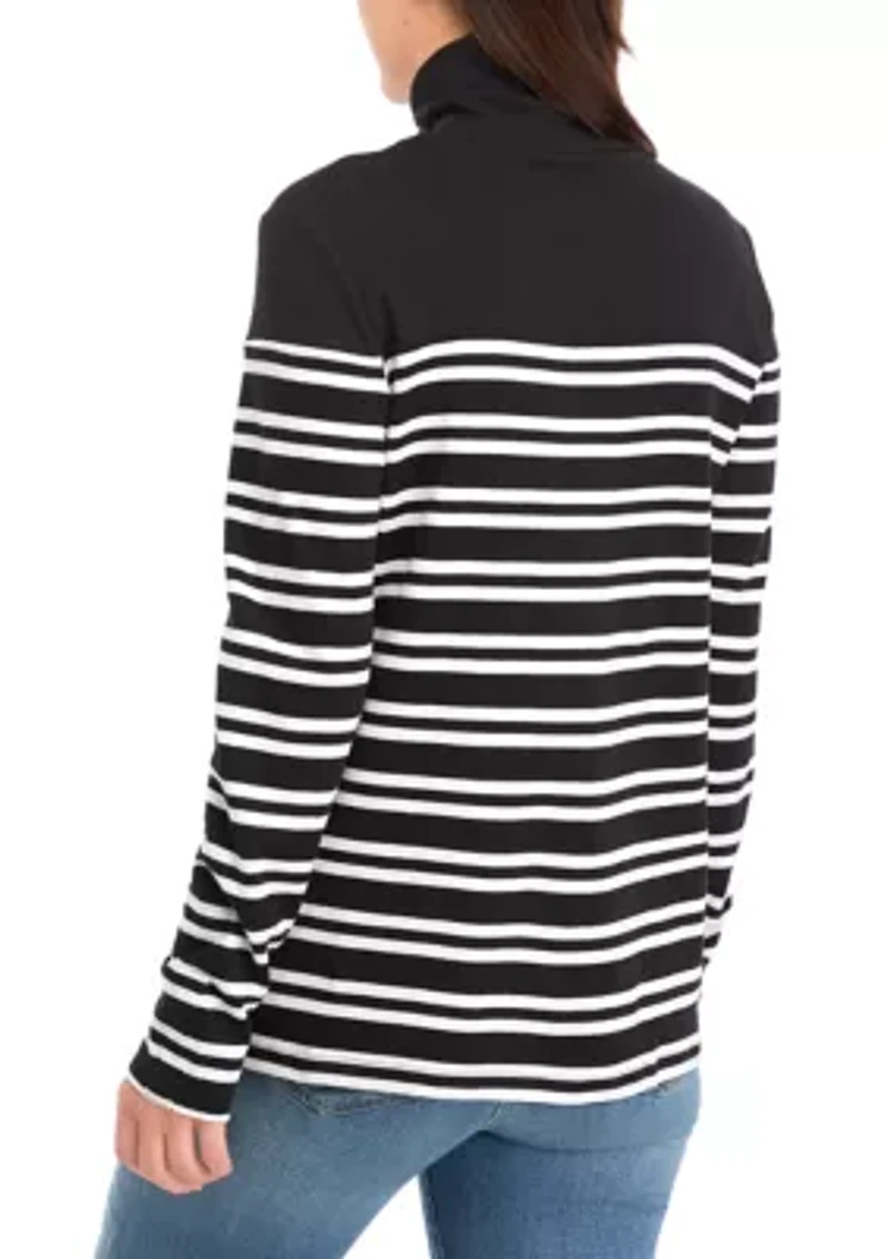 Women's Striped Turtleneck Top