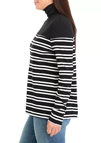 Women's Striped Turtleneck Top