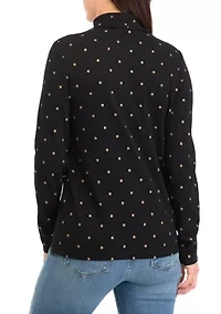 Women's Foil Dot Printed Turtleneck Top