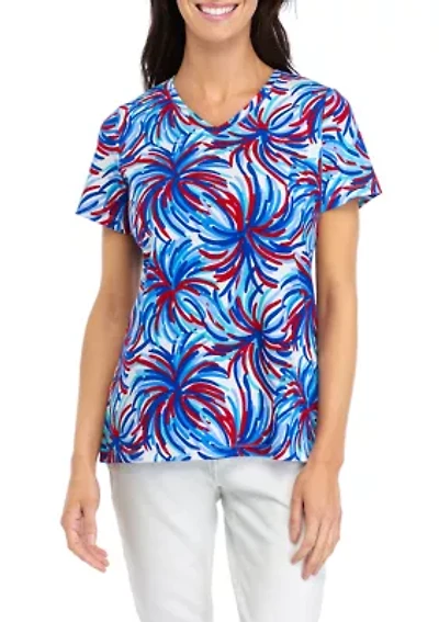 Women's Short Sleeve V-Neck Printed T-Shirt