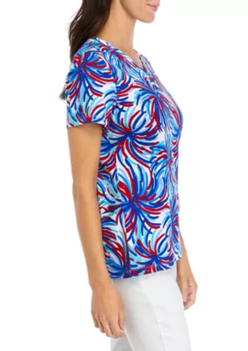 Women's Short Sleeve V-Neck Printed T-Shirt