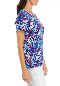 Women's Short Sleeve V-Neck Printed T-Shirt