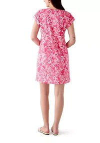 Women's Short Sleeve Dolman Printed Dress