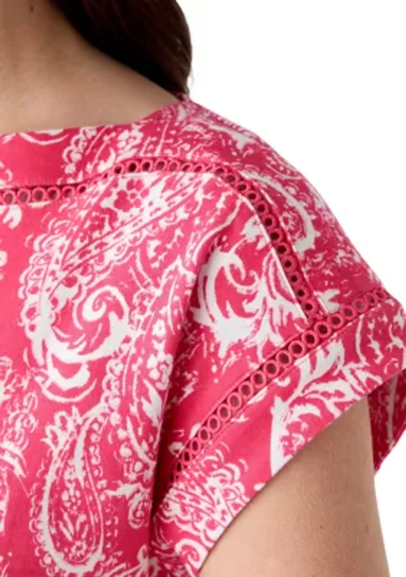 Women's Short Sleeve Dolman Printed Dress