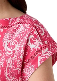 Women's Short Sleeve Dolman Printed Dress