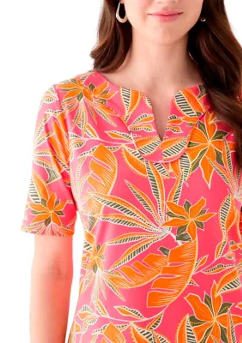 Women's Printed Split Neck Dress
