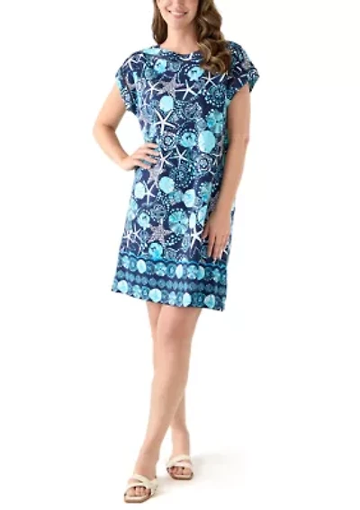 Women's Short Sleeve Dolman Printed Dress