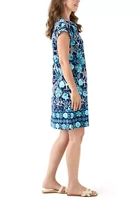 Women's Short Sleeve Dolman Printed Dress