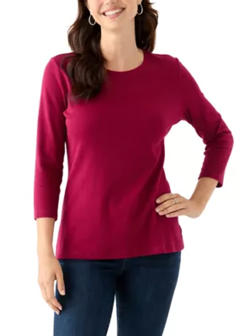 Women's 3/4 Sleeve Crew Neck T-Shirt