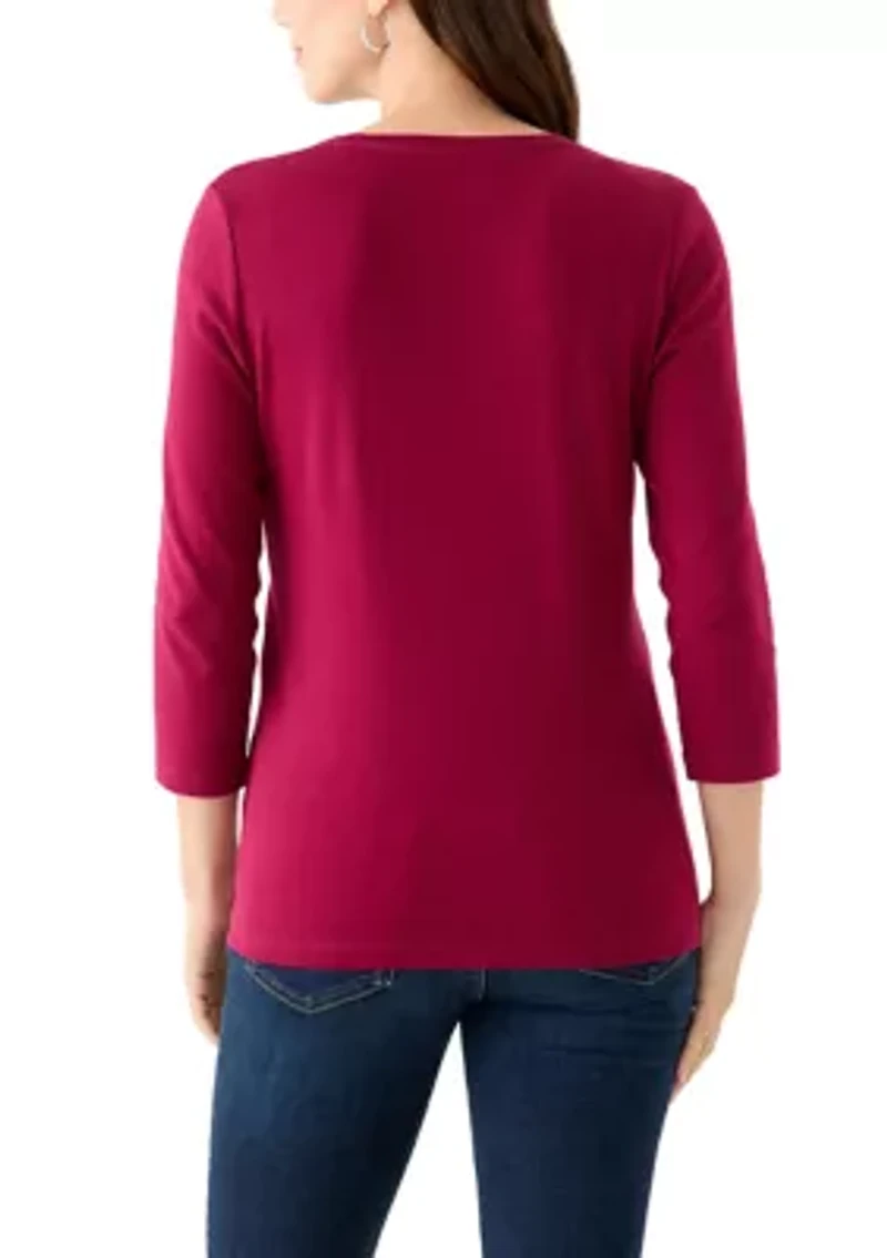 Women's 3/4 Sleeve Crew Neck T-Shirt
