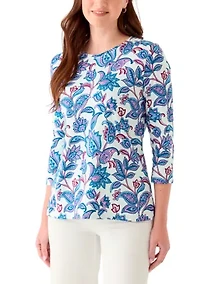 Women's 3/4 Sleeve Crew Neck Printed T-Shirt