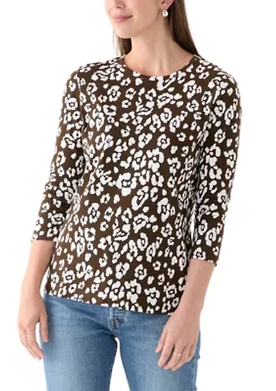 Women's 3/4 Sleeve Crew Neck Printed T-Shirt