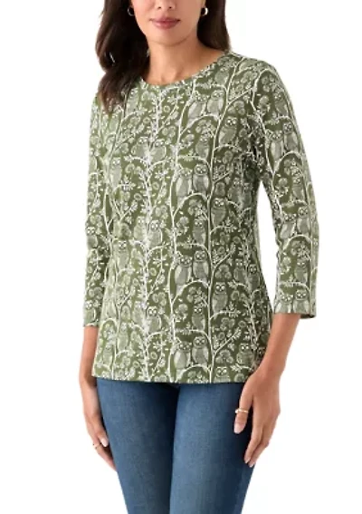 Women's 3/4 Sleeve Crew Neck Printed T-Shirt