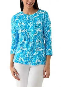 Women's 3/4 Sleeve Crew Neck Printed T-Shirt