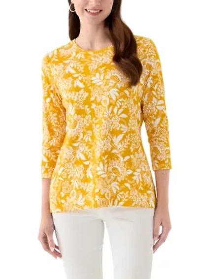 Women's 3/4 Sleeve Crew Neck Printed T-Shirt