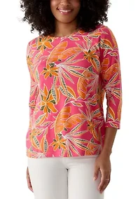 Women's 3/4 Sleeve Crew Neck Printed T-Shirt